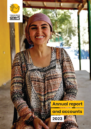 The front cover of the Annual Report 2023. The photo depicts Firuza, Firuza, trained as a dressmaker through International Alert's Peace of Mind project, which provides mental health and psychosocial support in Tajikistan and Rwanda.