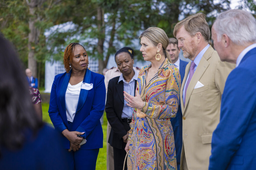 Alert's Kenya Director Emmy Auma with Their Majesties Kind Willem-Alexander and Queen Maxima of the Netherlands at the Water, Peace and Climate Security event in Kenya, March 2025.